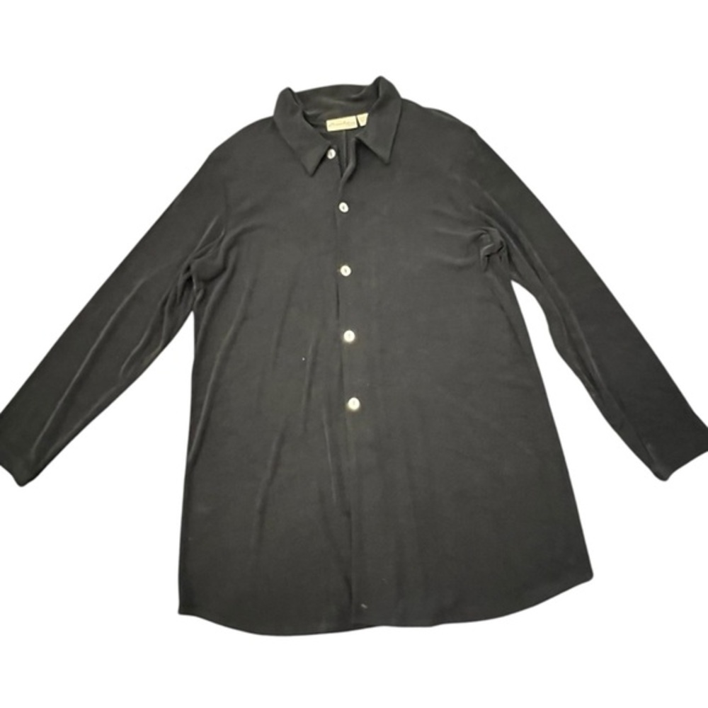 Private Edition By Chico's VTG Black Long Sleeve Button Up Shirt Size 3 Large